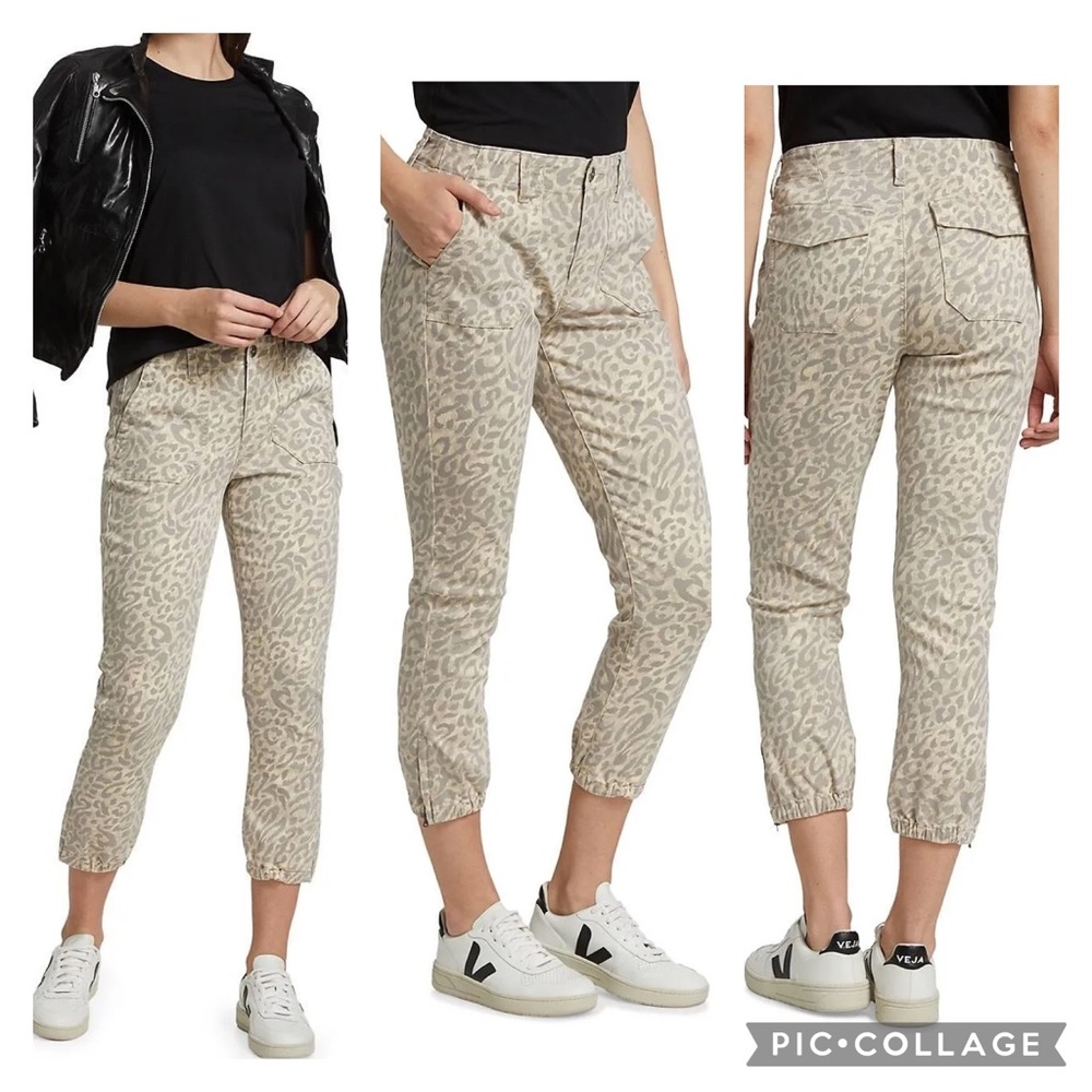 PAIGE Mayslie Jogger Pants In Tortoise Shell Cheetah Print With Ankle Zippers